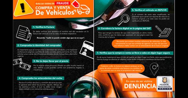 Emite FGE recomendaciones para compra venta de vehículos pactadas en