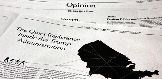 La Casa Blanca anima al público a llamar al NYT para que identifique al autor de artículo contra Trump