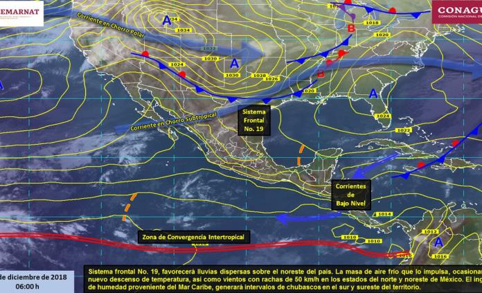 Nuevo frente frío ocasionará lluvias dispersas y descenso de temperatura en el país
