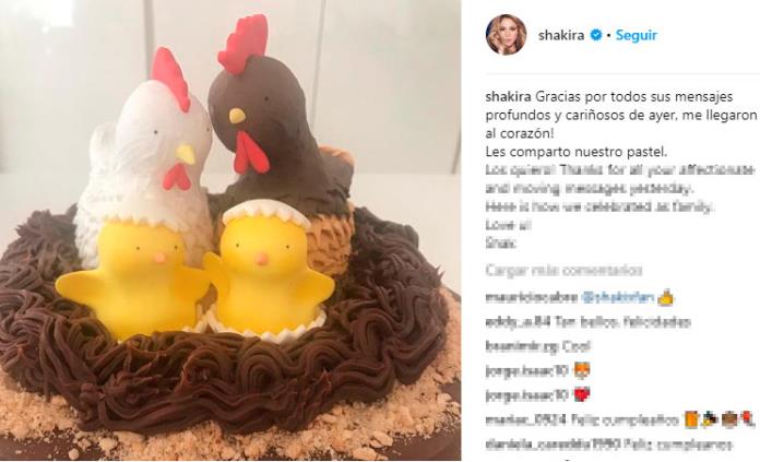 Festejan Shakira y Piqué su cumpleaños con pastel de pollitos
