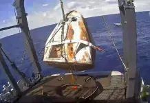 Nave espacial estadunidense privada Crew Dragon regresa a la tierra