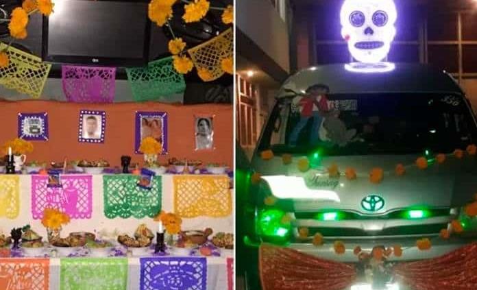 Circula combi con todo y ofrenda en Tlaxcala