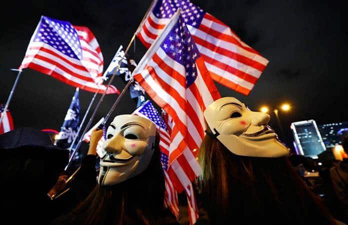 Manifestantes hongkoneses realizaron un acto de acción de gracias a Estados Unidos / Foto: AP