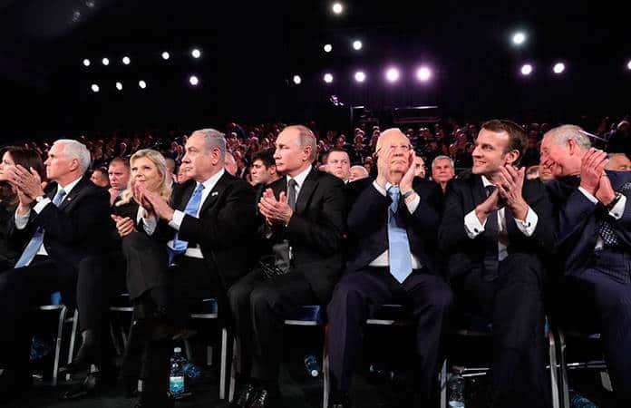 Mike Pence, Benjamín Netanyahu, Vladimir Putin, Emmanuel Macron y el príncipe Carlos / Foto: EFE