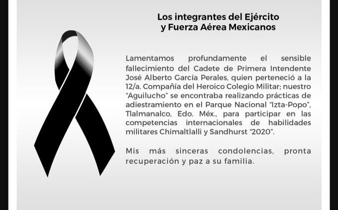 Muere cadete del Colegio Militar durante prácticas de adiestramiento