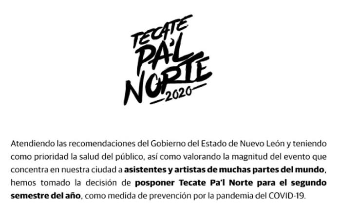Posponen festival Pal Norte, por prevención ante coronavirus
