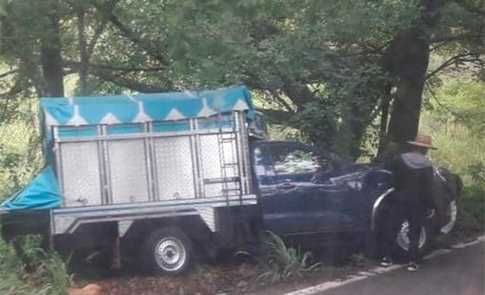 Camioneta se sale del camino y choca contra un árbol sobre la Valles-Rioverde