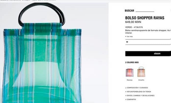 Acusan a Zara por vender bolsas de mercado en 600 pesos