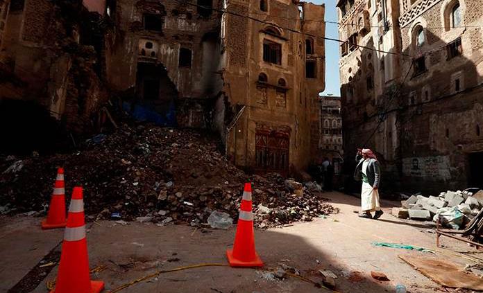 La ciudad vieja de Saná en Yemen, al borde del derrumbe por las lluvias