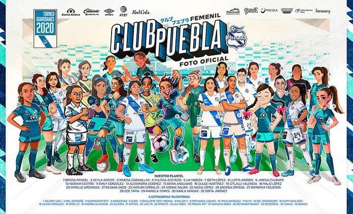 Puebla Femenil con 26 ilustraciones en su foto oficial