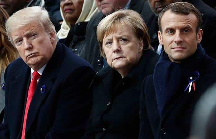 Donald Trump, Angela Merkel y Emmanuel Macron / Foto: AP
