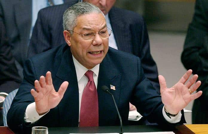 Colin Powell durante su polémico discurso ante el Consejo de Seguridad de Naciones Unidas / Foto: AP
