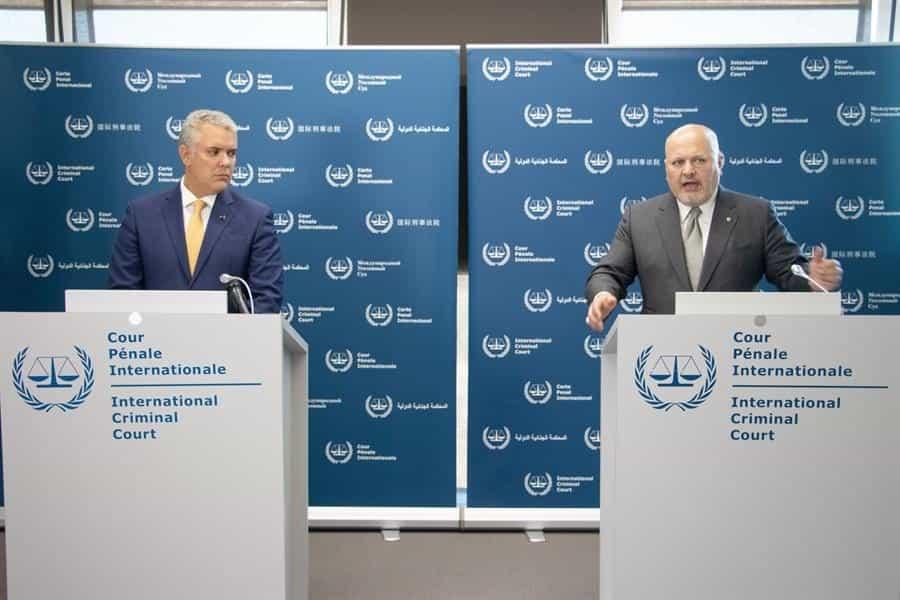 El presidente de Colombia, Iván Duque, y el fiscal jefe de la CPI, Karim Khan / Foto: EFE