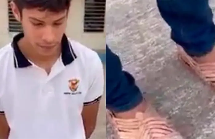 Papá castiga a su hijo por burlarse de compañero
