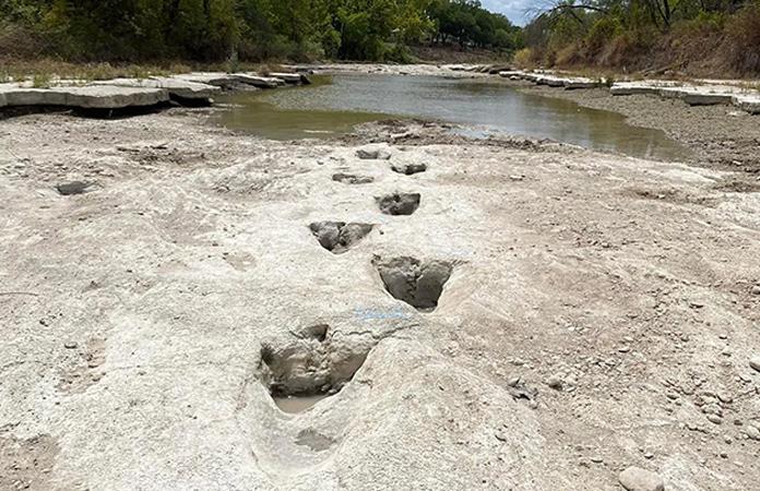 Sequía deja al descubierto huellas de dinosaurios en Texas