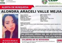 Familiares de joven desaparecida en Ciudad Fernández denuncian poco apoyo de autoridades