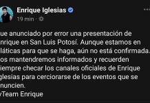 Enrique Iglesias aclara que no viene a la Fenapo