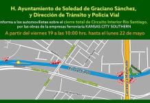 Anuncian cierre en bulevar Río Santiago el próximo viernes