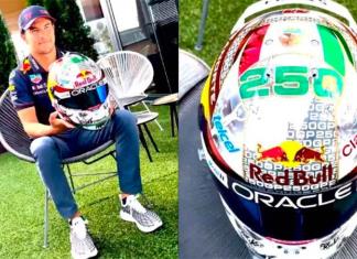 Checo Pérez festeja 250 Grandes Premios con casco especial