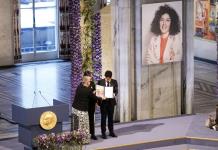 Hijos de activista iraní reciben el Nobel de la Paz