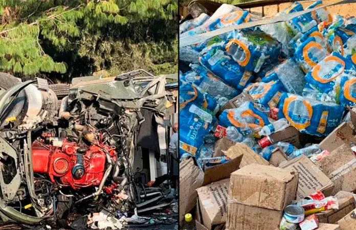 Tr&aacute;iler de la Sedena vuelca en la autopista M&eacute;xico-Cuernavaca