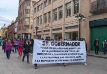 Morenistas de la Huasteca encabezan manifestación contra Gallardo
