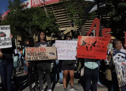 Protesta antitaurina en la Plaza México