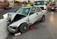 Hombre de 65 años lesionado en choque de automóvil en puente