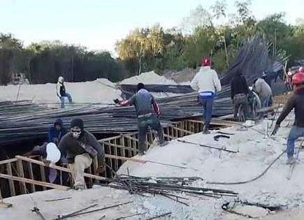 Colapso en obras del Tren Maya deja dos lesionados
