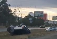 Accidente aparatoso: camioneta Chevrolet volcada en el KM 195
