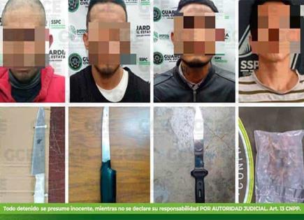 Detienen a sujetos con armas prohibidas