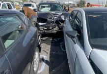 Video | Carambola en carretera 57 deja daños en tres vehículos