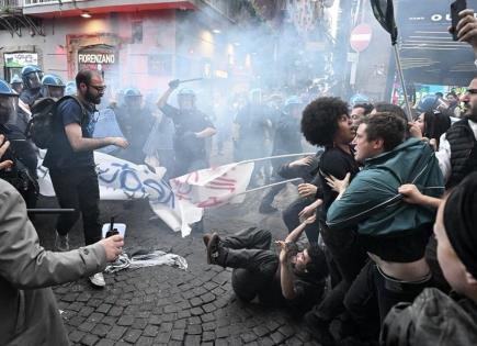 Protesta y disturbios en Nápoles por concierto de la OTAN
