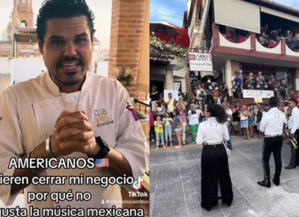 Protesta con mariachi en restaurante Gabys de Puerto Vallarta