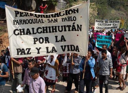 Protesta indígena en Chalchihuitán contra el narcotráfico en Chiapas