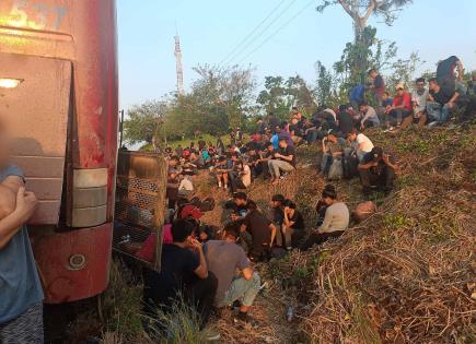 Rescate de 407 personas extranjeras en autobuses en Veracruz