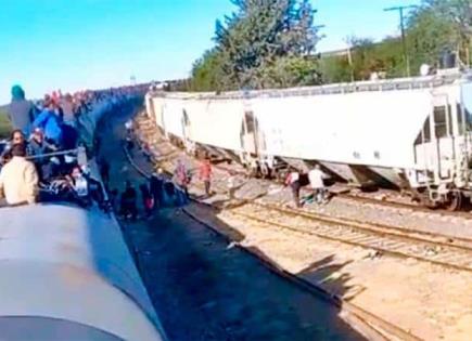 Migrantes varados en Cañitas detienen tren en su camino hacia Torreón