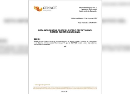 CENACE declara Estado Operativo de Emergencia