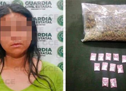 Cae presunta vendedora de metanfetaminas, marihuana y cocaína
