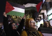 Manifestación en apoyo al pueblo Palestino en Santiago