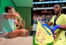 Checo Pérez celebra el pase del América a Semifinales de la Liga MX Checo Pérez celebra el pase del América a Semifinales de la Liga MX