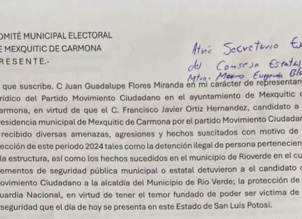 Solicita MC protección de la Guardia Nacional para su candidato en Mexquitic