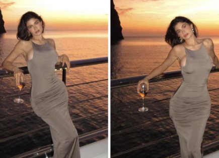 Kylie Jenner encanta a sus seguidores con vestido drapeado en tendencia
