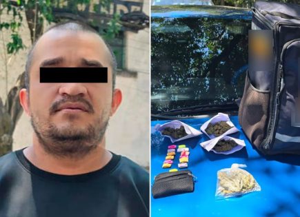 Detención de repartidor de alimentos con drogas en Cuauhtémoc