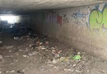 En el abandono, paso peatonal subterráneo en carretera a Matehuala