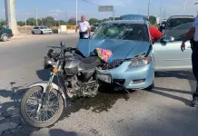 Motociclista lesionado en choque en Periférico Oriente Motociclista lesionado en choque en Periférico Oriente