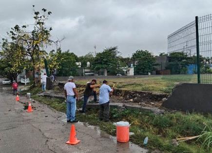 Se cae barda de campos deportivos