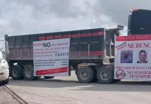 Protesta de transportistas en Quintana Roo