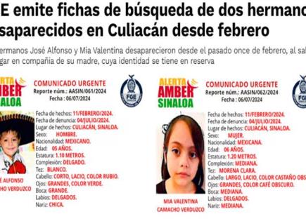 Fichas de Búsqueda Emitidas para Localizar a Hermanos Desaparecidos en Culiacán