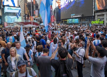 Banderazo de la selección argentina en Times Square